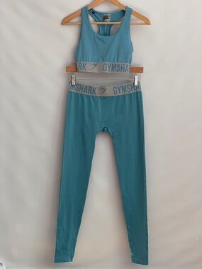 Gymshark Teal Active Crop Top (S) and High-Rise Leggings (S) Set